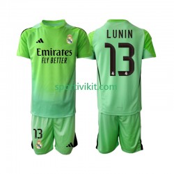 Completo da calcio Bambini Real Madrid Portiere Andriy Lunin 13 Maglia Seconda 2025-2026 Manica Corta