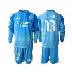 Completo da calcio Bambini Real Madrid Portiere Andriy Lunin 13 Maglia Prima 2025-2026 Manica Lunga