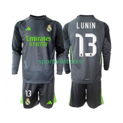 Completo da calcio Bambini Real Madrid Portiere Andriy Lunin 13 Maglia Terza 2025-2026 Manica Lunga