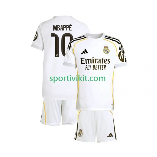 Completo da calcio Bambini Real Madrid Mbappé Kylian 10 Maglia Prima 2025-2026 Manica Corta Completo da calcio Bambini Real Madrid Mbappé Kylian 10 Maglia Prima 2025-2026 Manica Corta