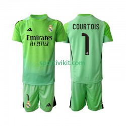 Completo da calcio Bambini Real Madrid Thibaut Courtois 1 Maglia Seconda 2025-2026 Manica Corta