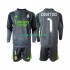 Completo da calcio Bambini Real Madrid Thibaut Courtois 1 Maglia Terza 2025-2026 Manica Lunga