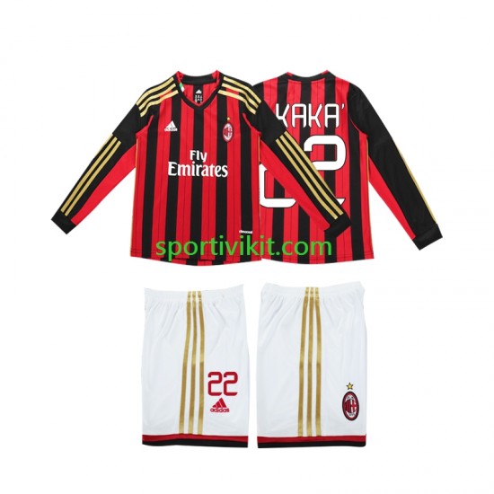 Completo da calcio Bambini AC Milan Kaka 22 Retro 2013 2014 Maglia Prima Manica Lunga