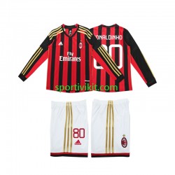 Completo da calcio Bambini AC Milan RONALDINHO 80 Retro 2013 2014 Maglia Prima Manica Lunga