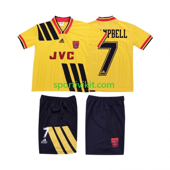 Completo da calcio Bambini Arsenal CAMPBELL 7 Retro 1993 1994 Maglia Seconda Manica Corta