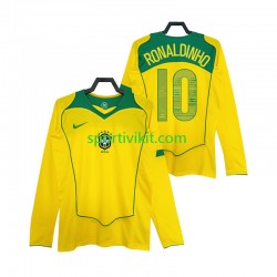 Brasile RONALDINHO 10 Retro 2004 Uomo Maglia Prima Manica Lunga