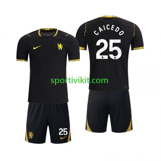 Completo da calcio Bambini Chelsea Moises Caicedo 25 Maglia Seconda 2026-2027 Manica Corta