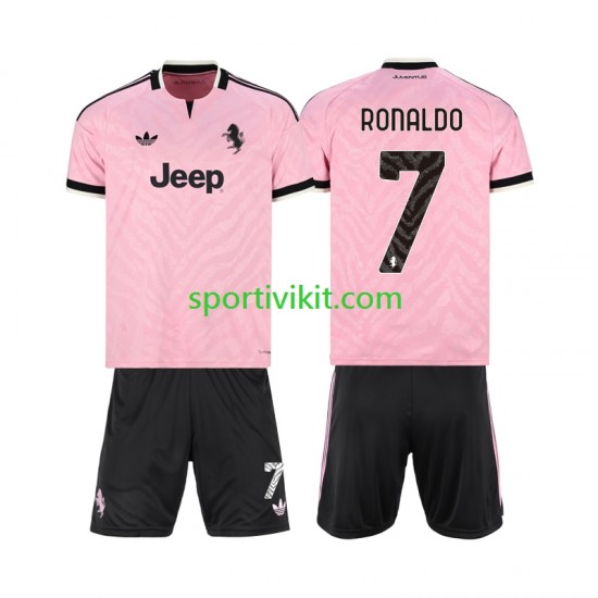 Completo da calcio Bambini Juventus Cristiano Ronaldo 7 Maglia Seconda 2026-2027 Manica Corta