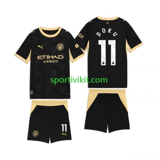 Completo da calcio Bambini Manchester City Jeremy Doku 11 Maglia Seconda 2026-2027 Manica Corta