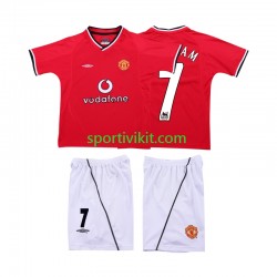 Completo da calcio Bambini Manchester United BECKHAM 7 Retro 2000 2002 Maglia Prima Manica Corta
