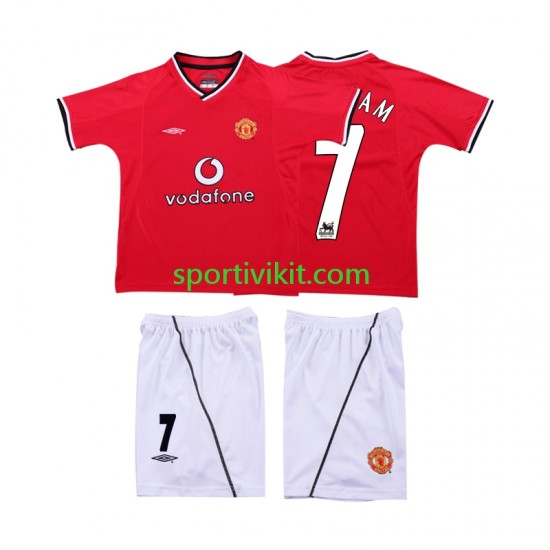 Completo da calcio Bambini Manchester United BECKHAM 7 Retro 2000 2002 Maglia Prima Manica Corta