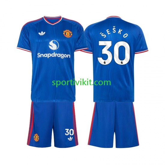 Completo da calcio Bambini Manchester United Benjamin Sesko 30 Maglia Seconda 2026-2027 Manica Corta