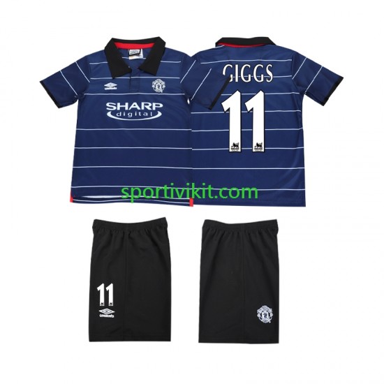 Completo da calcio Bambini Manchester United GIGGS 11 Retro 1999 2000 Maglia Seconda Manica Corta