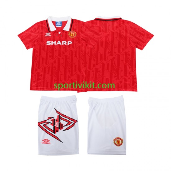Completo da calcio Bambini Manchester United Retro 1993 1994 Maglia Prima Manica Corta