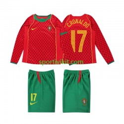 Completo da calcio Bambini Portogallo Cristiano Ronaldo 17 Retro 2004 Maglia Prima Manica Lunga