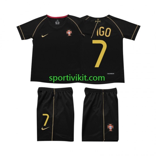 Completo da calcio Bambini Portogallo FIGO 7 Retro 2006 Maglia Seconda Manica Corta