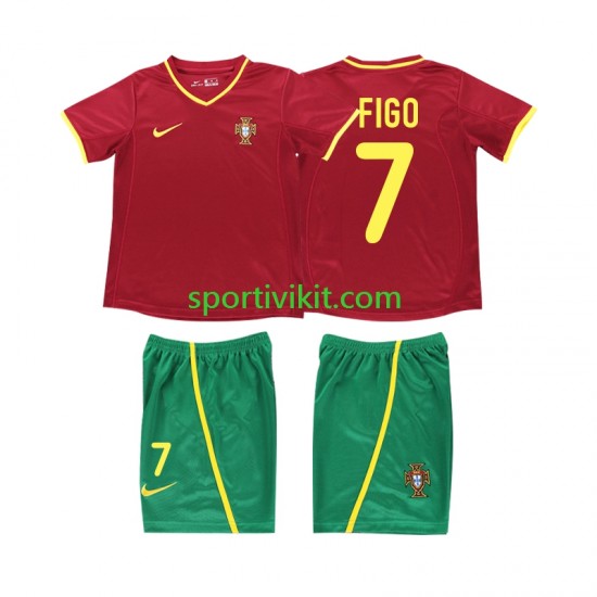 Completo da calcio Bambini Portogallo FIGO 7 Retro 2002 Maglia Prima Manica Corta