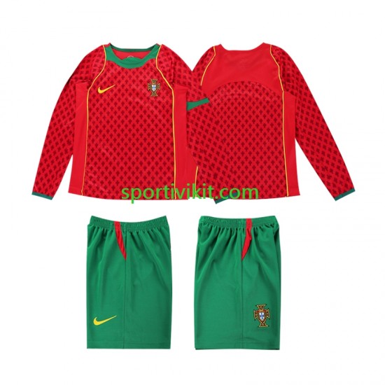 Completo da calcio Bambini Portogallo Retro 2004 Maglia Prima Manica Lunga