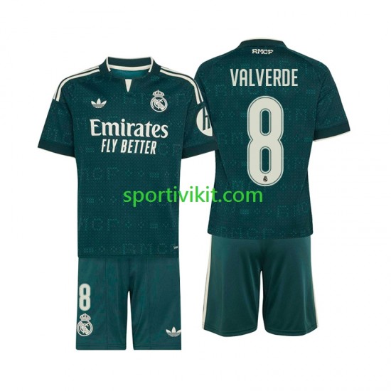 Completo da calcio Bambini Real Madrid Federico Valverde 8 Maglia Seconda 2026-2027 Manica Corta