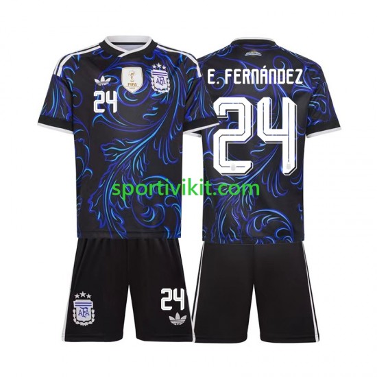 Completo da calcio Bambini Argentina Enzo Fernandez 24 World Cup Maglia Seconda 2026 Manica Corta