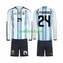 Completo da calcio Bambini Argentina Enzo Fernandez 24 World Cup Maglia Prima 2026 Manica Lunga