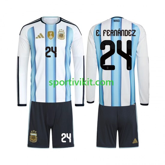 Completo da calcio Bambini Argentina Enzo Fernandez 24 World Cup Maglia Prima 2026 Manica Lunga
