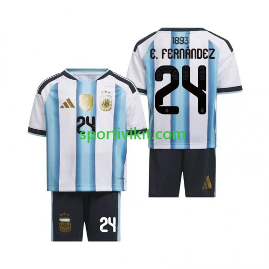 Completo da calcio Bambini Argentina Enzo Fernandez 24 World Cup Maglia Prima 2026 Manica Corta