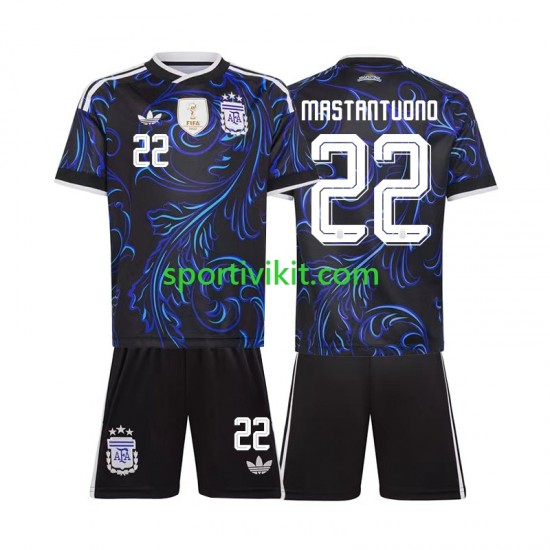 Completo da calcio Bambini Argentina Franco Mastantuono 22 World Cup Maglia Seconda 2026 Manica Corta
