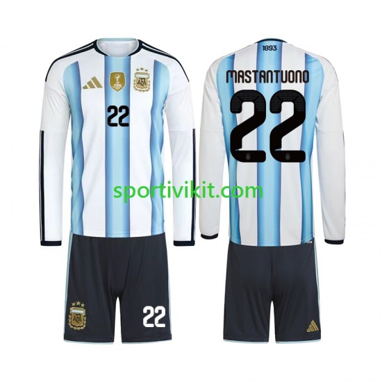 Completo da calcio Bambini Argentina Franco Mastantuono 22 World Cup Maglia Prima 2026 Manica Lunga