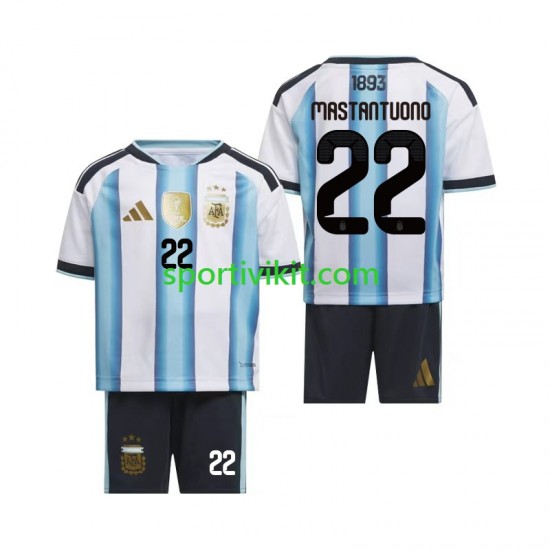 Completo da calcio Bambini Argentina Franco Mastantuono 22 World Cup Maglia Prima 2026 Manica Corta