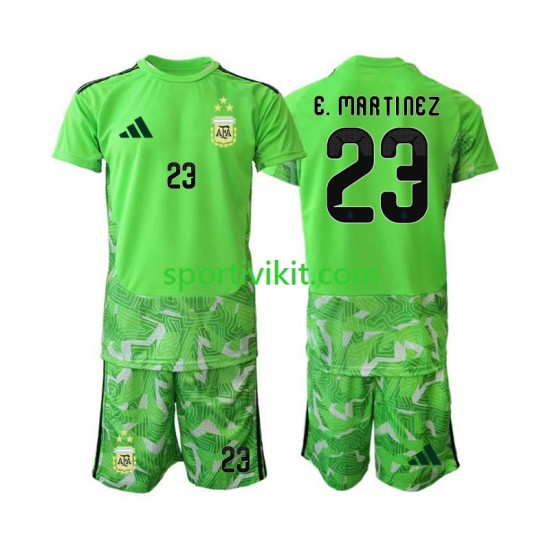 Completo da calcio Bambini Argentina Portiere Emiliano Martinez 23 World Cup Maglia Terza 2026 Manica Corta