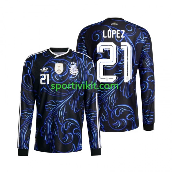 Argentina Jose Manuel Lopez 21 World Cup Uomo Maglia Seconda 2026 Manica Lunga