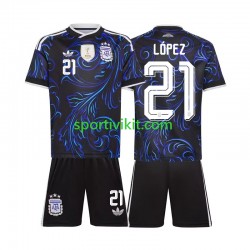 Completo da calcio Bambini Argentina Jose Manuel Lopez 21 World Cup Maglia Seconda 2026 Manica Corta
