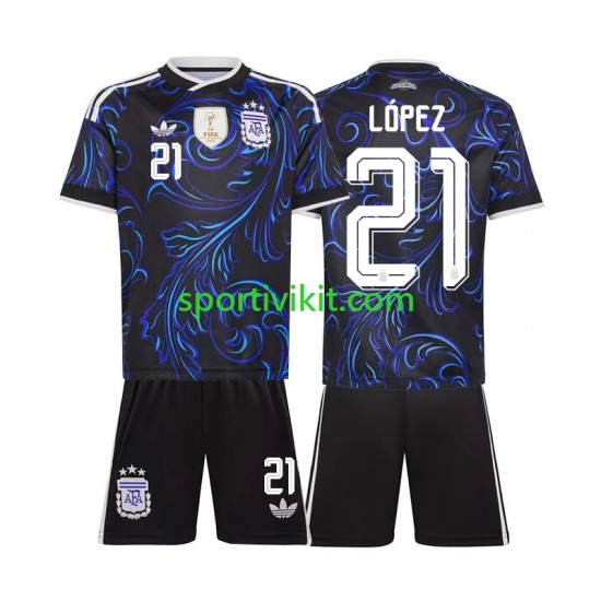Completo da calcio Bambini Argentina Jose Manuel Lopez 21 World Cup Maglia Seconda 2026 Manica Corta