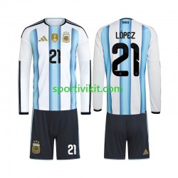 Completo da calcio Bambini Argentina Jose Manuel Lopez 21 World Cup Maglia Prima 2026 Manica Lunga