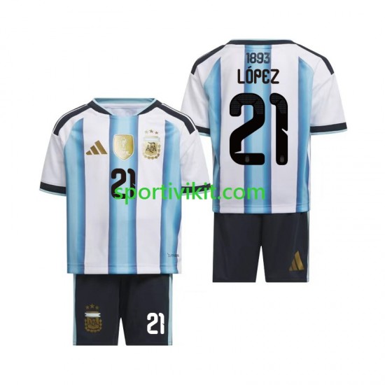 Completo da calcio Bambini Argentina Jose Manuel Lopez 21 World Cup Maglia Prima 2026 Manica Corta