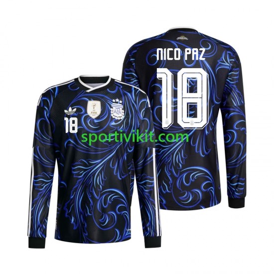 Argentina Nico Paz 18 World Cup Uomo Maglia Seconda 2026 Manica Lunga