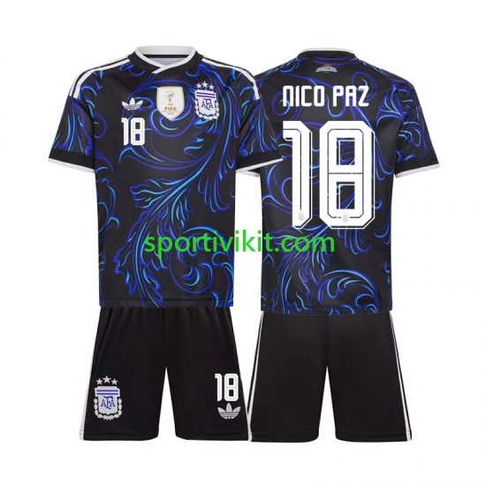 Completo da calcio Bambini Argentina Nico Paz 18 World Cup Maglia Seconda 2026 Manica Corta