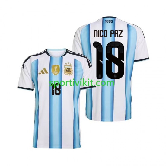 Argentina Nico Paz 18 World Cup Uomo Maglia Prima 2026 Manica Corta