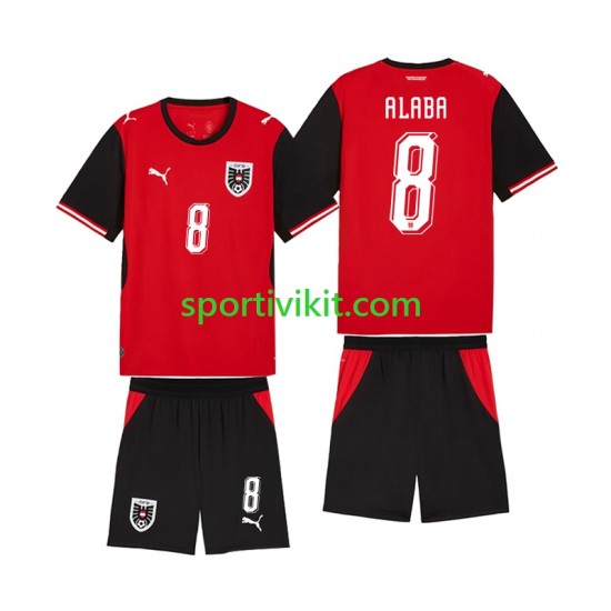 Completo da calcio Bambini Austria David Alaba 8 World Cup Maglia Prima 2026 Manica Corta