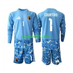 Completo da calcio Bambini Belgio Portiere Thibaut Courtois 1 World Cup Maglia Prima 2026 Manica Lunga