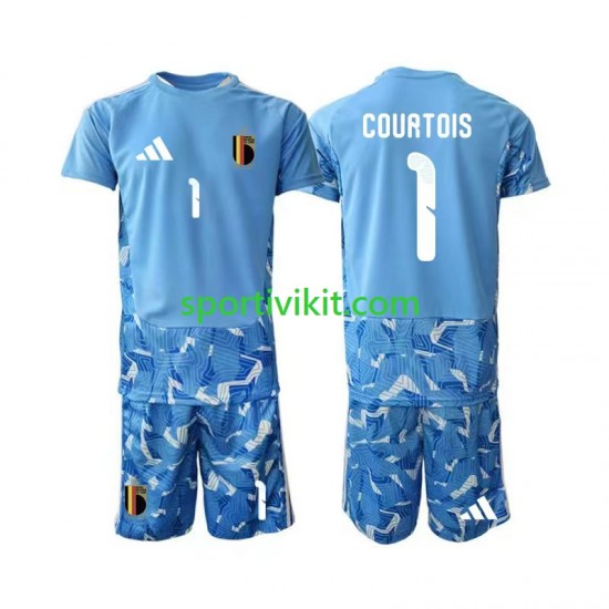 Completo da calcio Bambini Belgio Portiere Thibaut Courtois 1 World Cup Maglia Prima 2026 Manica Corta