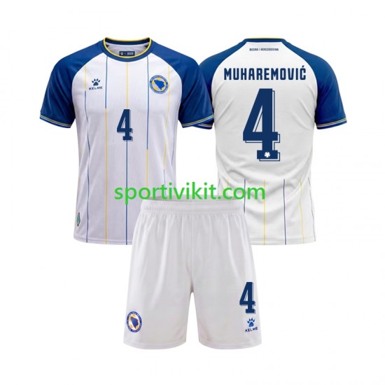 Completo da calcio Bambini Bosnia Herzegovina Tarik Muharemovic 4 World Cup Maglia Seconda 2026 Manica Corta
