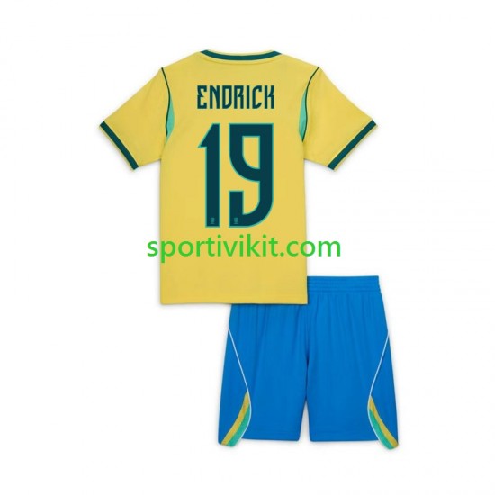 Completo da calcio Bambini Brasile Endrick 19 World Cup Maglia Prima 2026 Manica Corta
