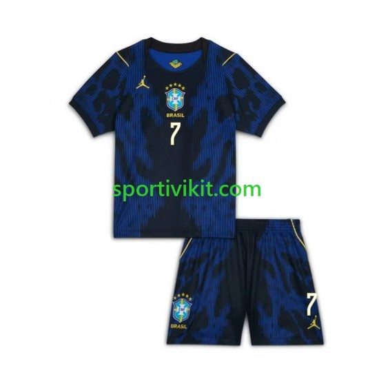 Completo da calcio Bambini Brasile Vinicius Junior 7 World Cup Maglia Seconda 2026 Manica Corta