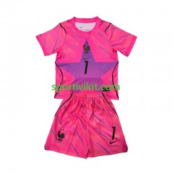 Completo da calcio Bambini Francia Portiere Brice Samba 1 World Cup Maglia Seconda 2026 Manica Corta