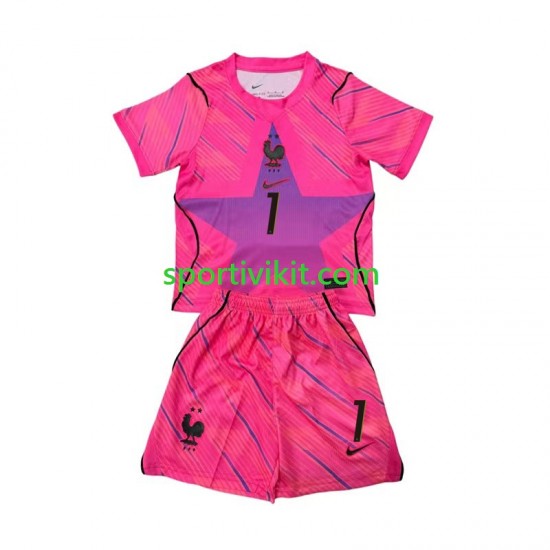 Completo da calcio Bambini Francia Portiere Brice Samba 1 World Cup Maglia Seconda 2026 Manica Corta