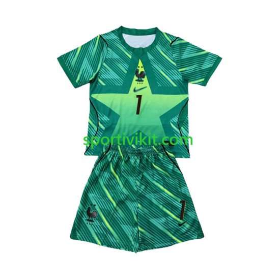 Completo da calcio Bambini Francia Portiere Brice Samba 1 World Cup Maglia Terza 2026 Manica Corta