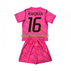 Completo da calcio Bambini Francia Portiere Mike Maignan 16 World Cup Maglia Seconda 2026 Manica Corta