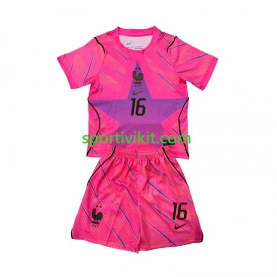 Completo da calcio Bambini Francia Portiere Mike Maignan 16 World Cup Maglia Seconda 2026 Manica Corta